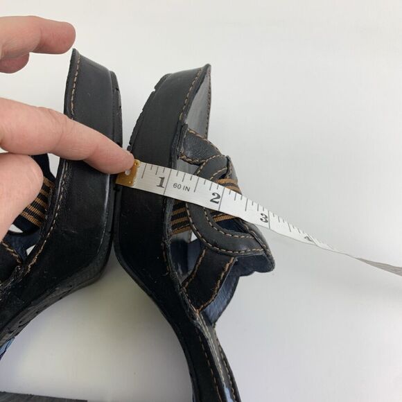 Indigo By Clarks Slide Heel Sandal Black Brown Leather Chunky Woven Womens 7 - Picture 10 of 12